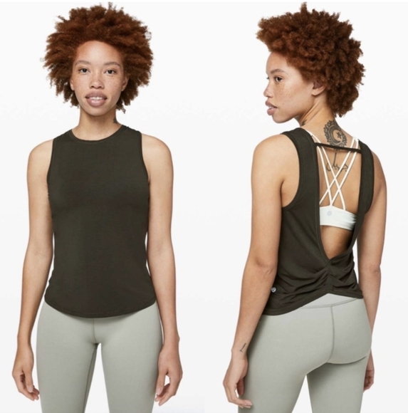 Lululemon Deep Stretch Tank Dark Olive Size 4 Yoga Pilates Barre Ballet - Picture 2 of 7